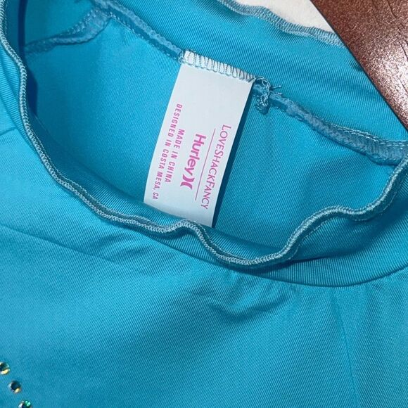 Hurley x LoveShackFancy Rhinestone Heart Rashguard Top Size Small - Picture 7 of 9